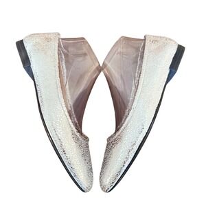 Vince Camuto Silver‎ Metallic Crackle Ballet Flats Almond Toe womens 8M/39